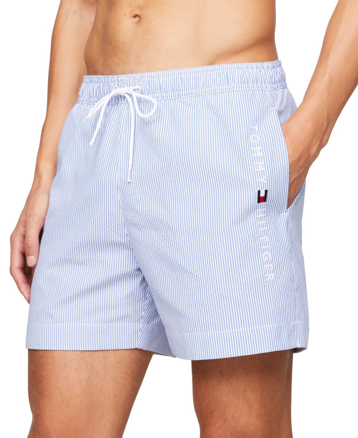 Tommy Hilfiger Mens Striped 5 Swim Trunks - Ithaca White Product Image