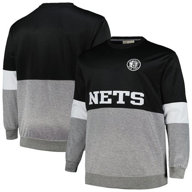 Mens Fanatics Branded /Heather Gray Brooklyn Nets Big & Tall Split Pullover Sweatshirt Product Image