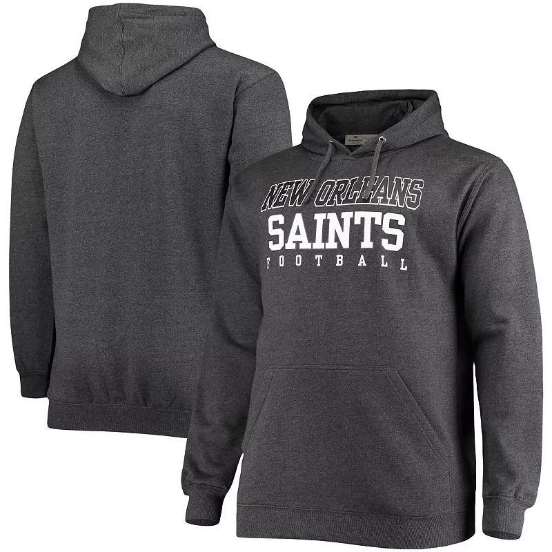 Men's Fanatics Branded Heathered Charcoal New Orleans Saints Big & Tall Practice Pullover Hoodie Product Image