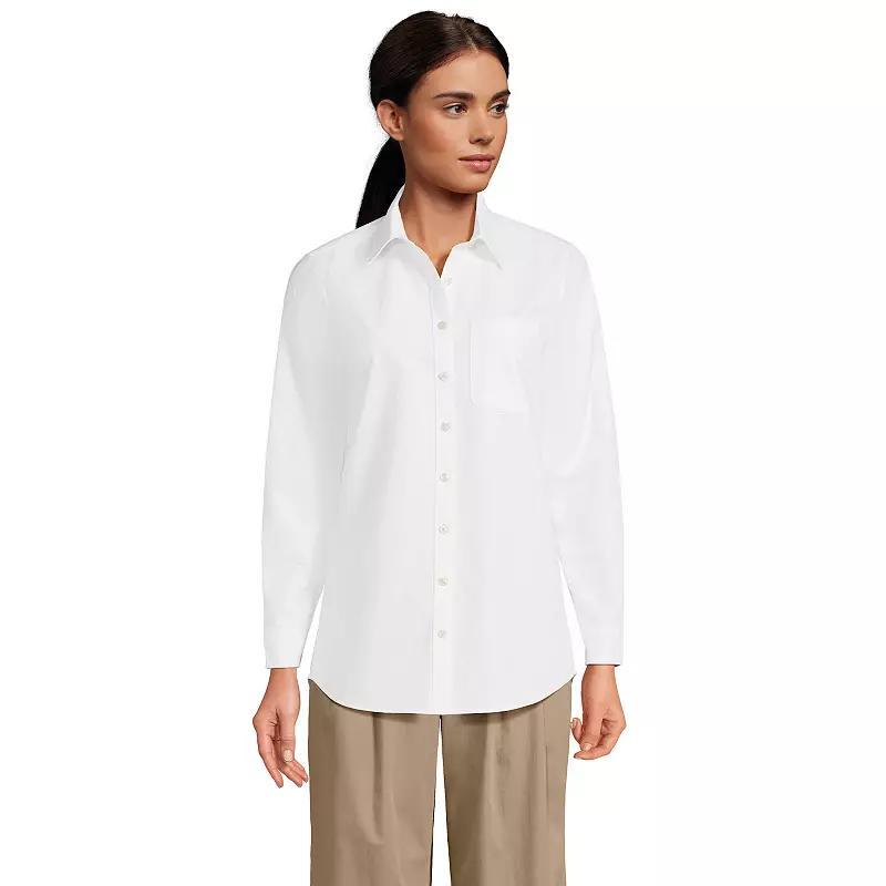 Petite Lands End Long Sleeve Button-Down Oxford Shirt, Womens Product Image