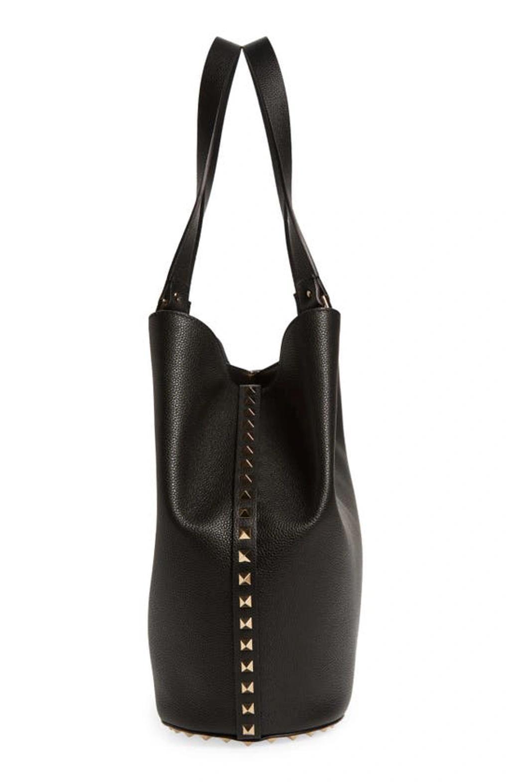 VALENTINO GARAVANI Rockstud Leather Tote In Black Product Image