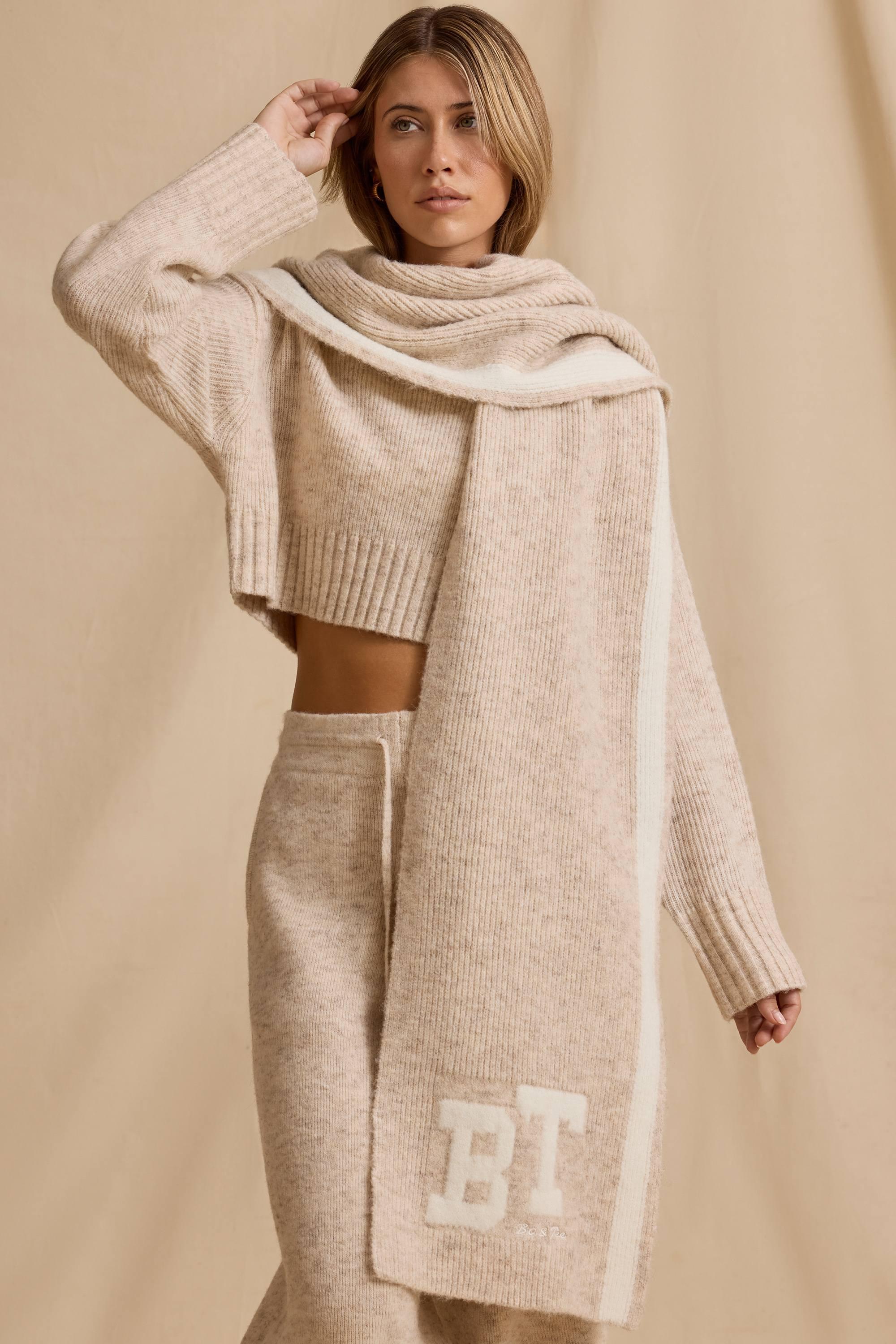 Oversized Knit Scarf in Cream Marl product image