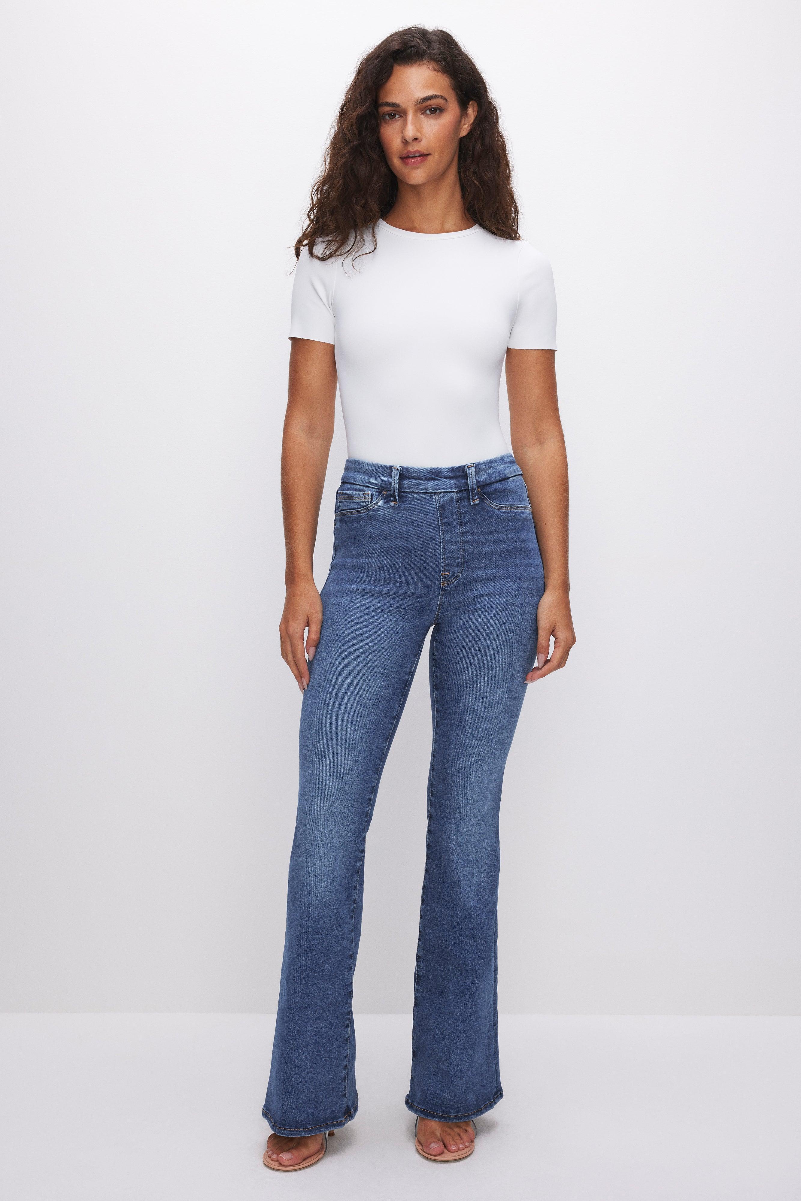 POWER STRETCH PULL-ON FLARE JEANS | INDIGO490 Product Image