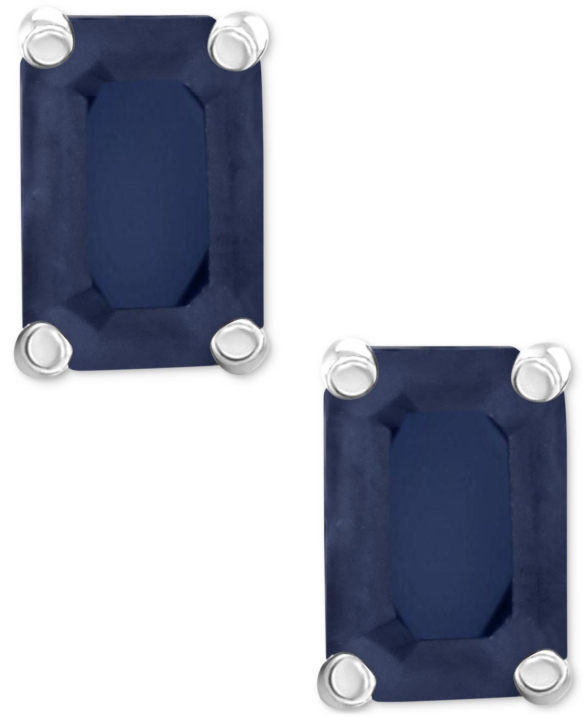 Celebration Gems 14k Gold Emerald Cut Sapphire Stud Earrings, Womens, 14k Whgold Product Image