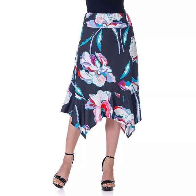 Womens 24Seven Comfort Apparel Floral Knee Length Handkerchief Hemline Skirt Product Image