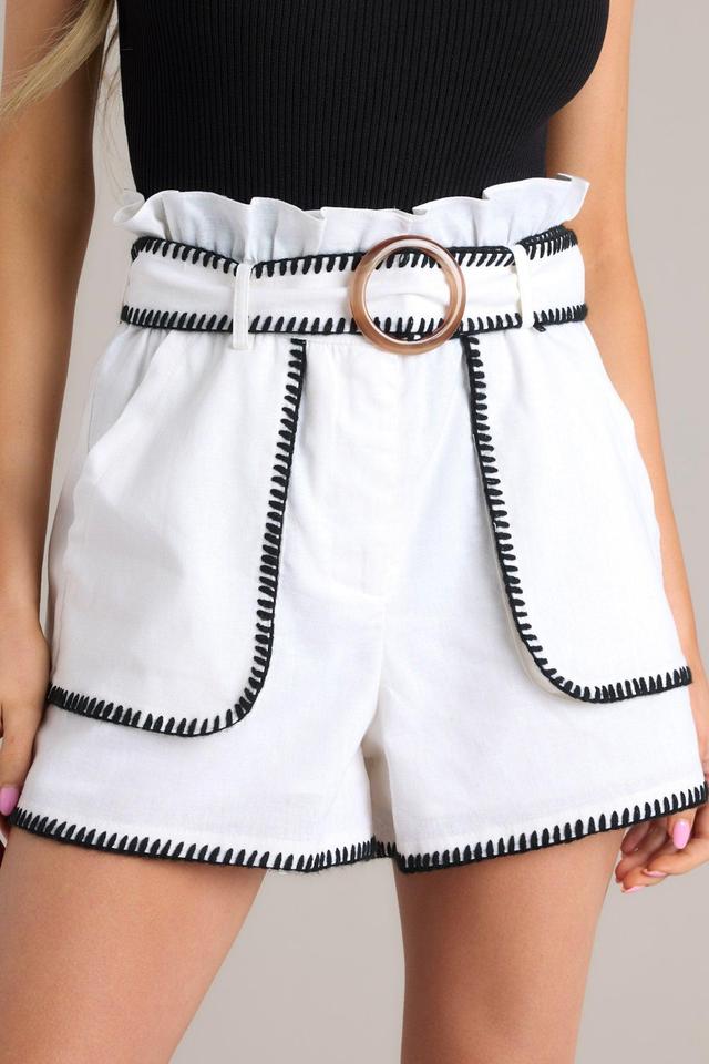 Everyday Memories White Linen Belted Shorts Product Image