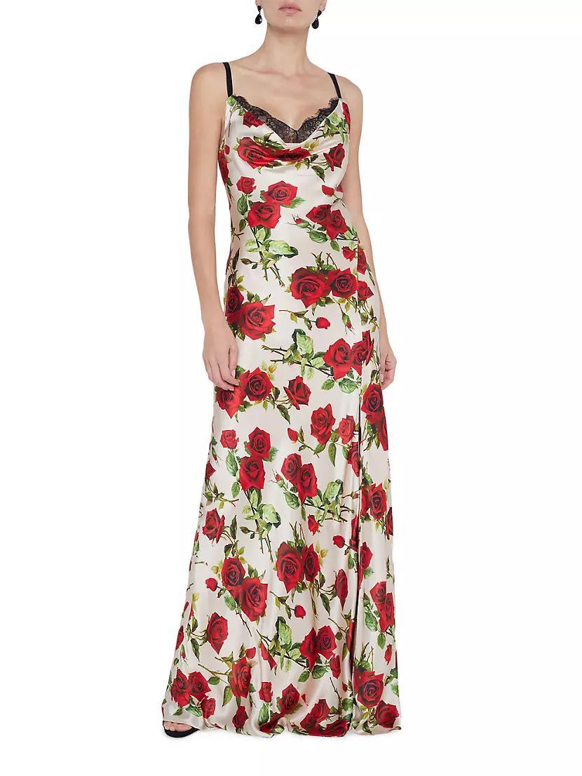 Venice Floral Silk Cowlneck Gown Product Image