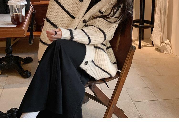 V-Neck Striped Oversized Cardigan Product Image