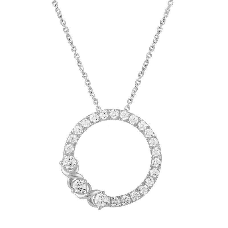 Royal Aura Sterling Silver 1 Carat T.W. Diamond Open Circle Pendant Necklace, Womens Product Image