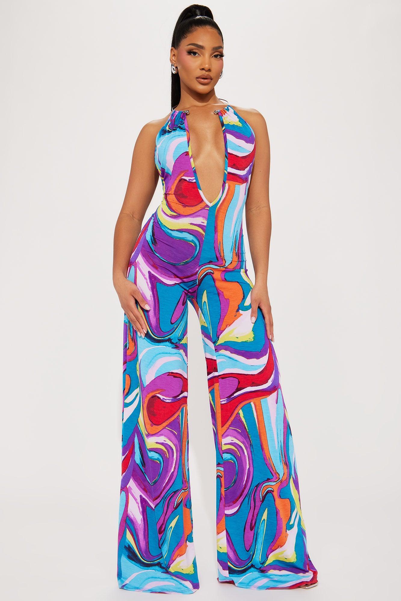 Move Your Body Jumpsuit  - Purple/combo Product Image