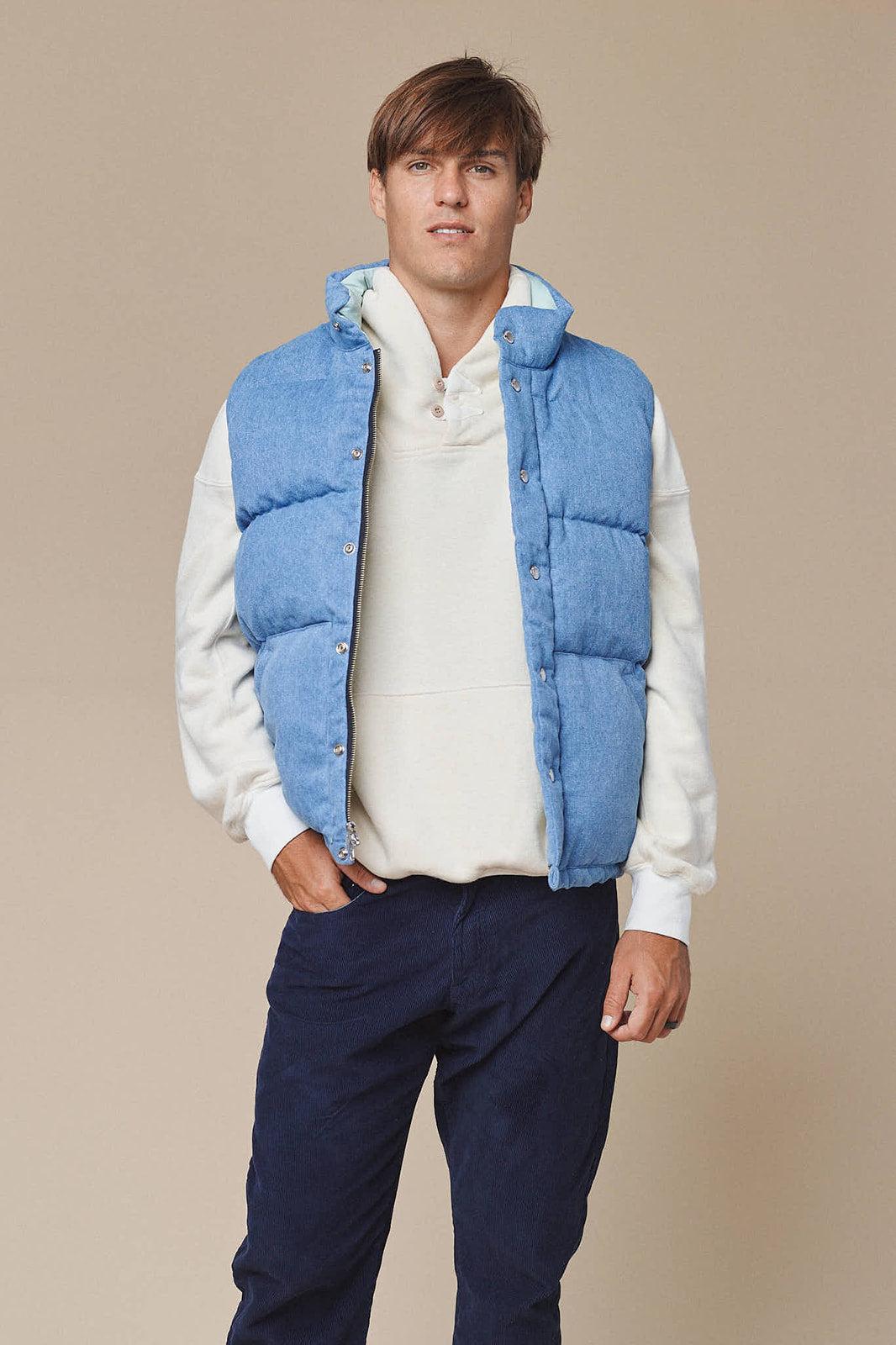 Hemp Denim Vest with Recycled Down Male Product Image