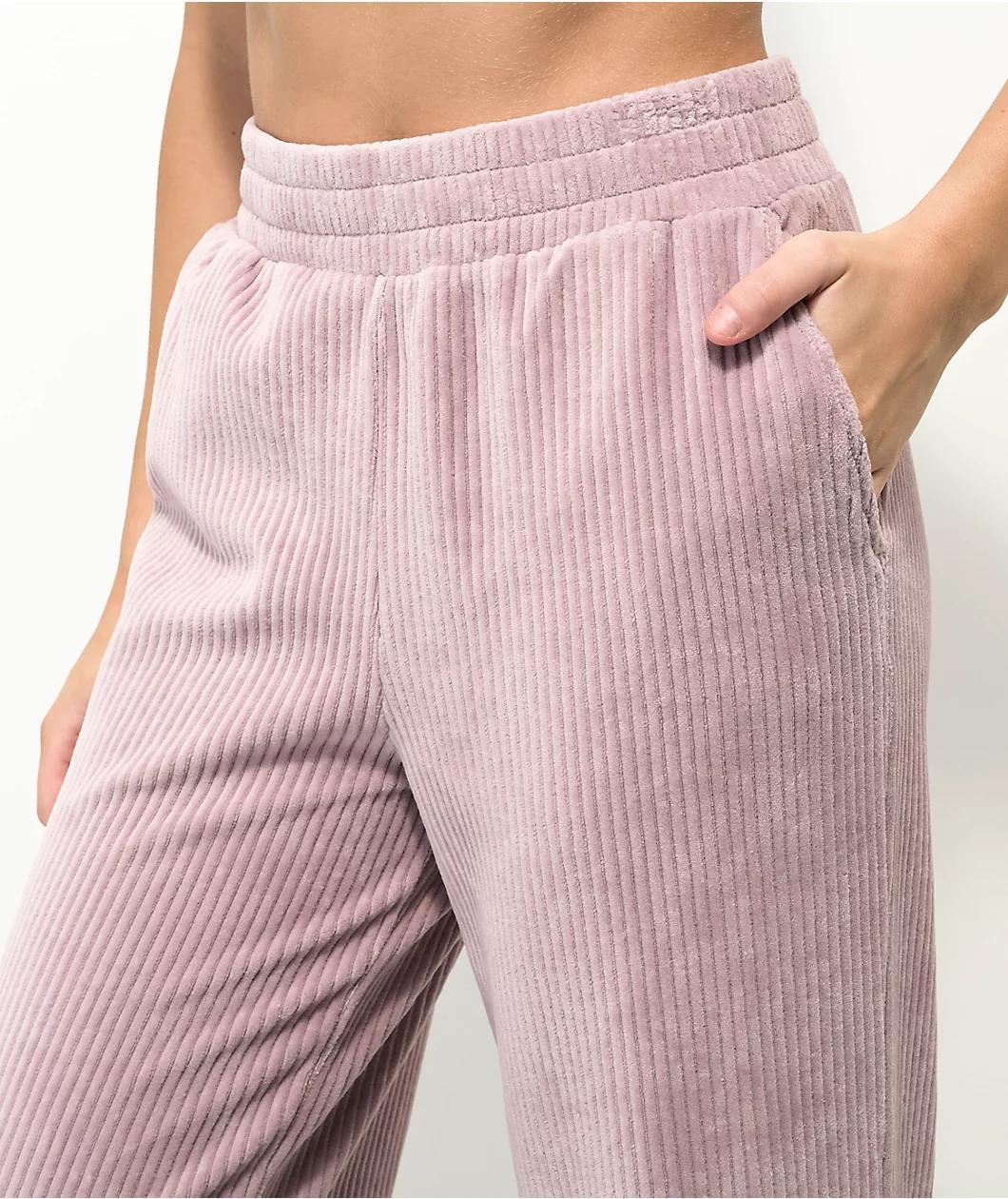 Empyre Azaria Seafog Velour Corduroy Elastic Waist Pants Product Image