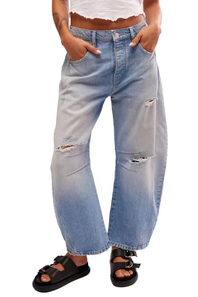 Good Luck Mid Rise Barrel Leg Jeans In Multi Product Image