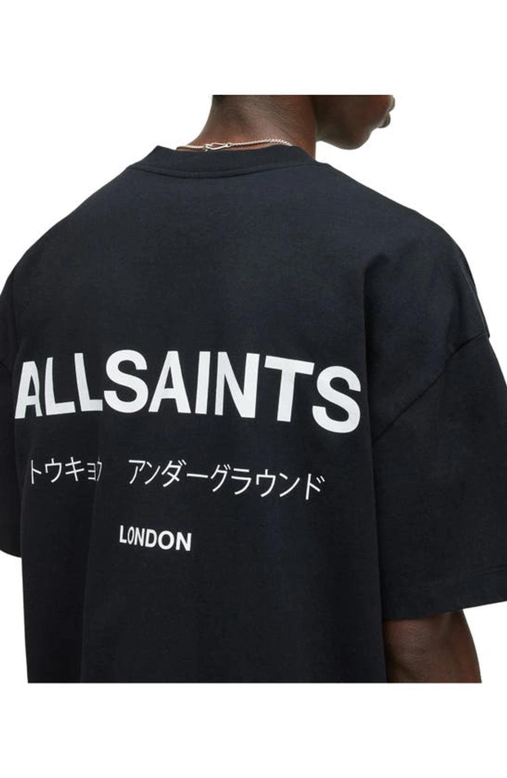 ALLSAINTS Underground Organic Cotton Logo Graphic Tee In Jet Black Product Image