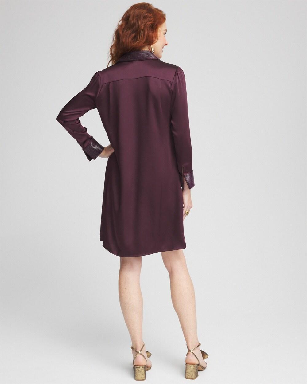 Satin Embroidered Shirt Dress Product Image