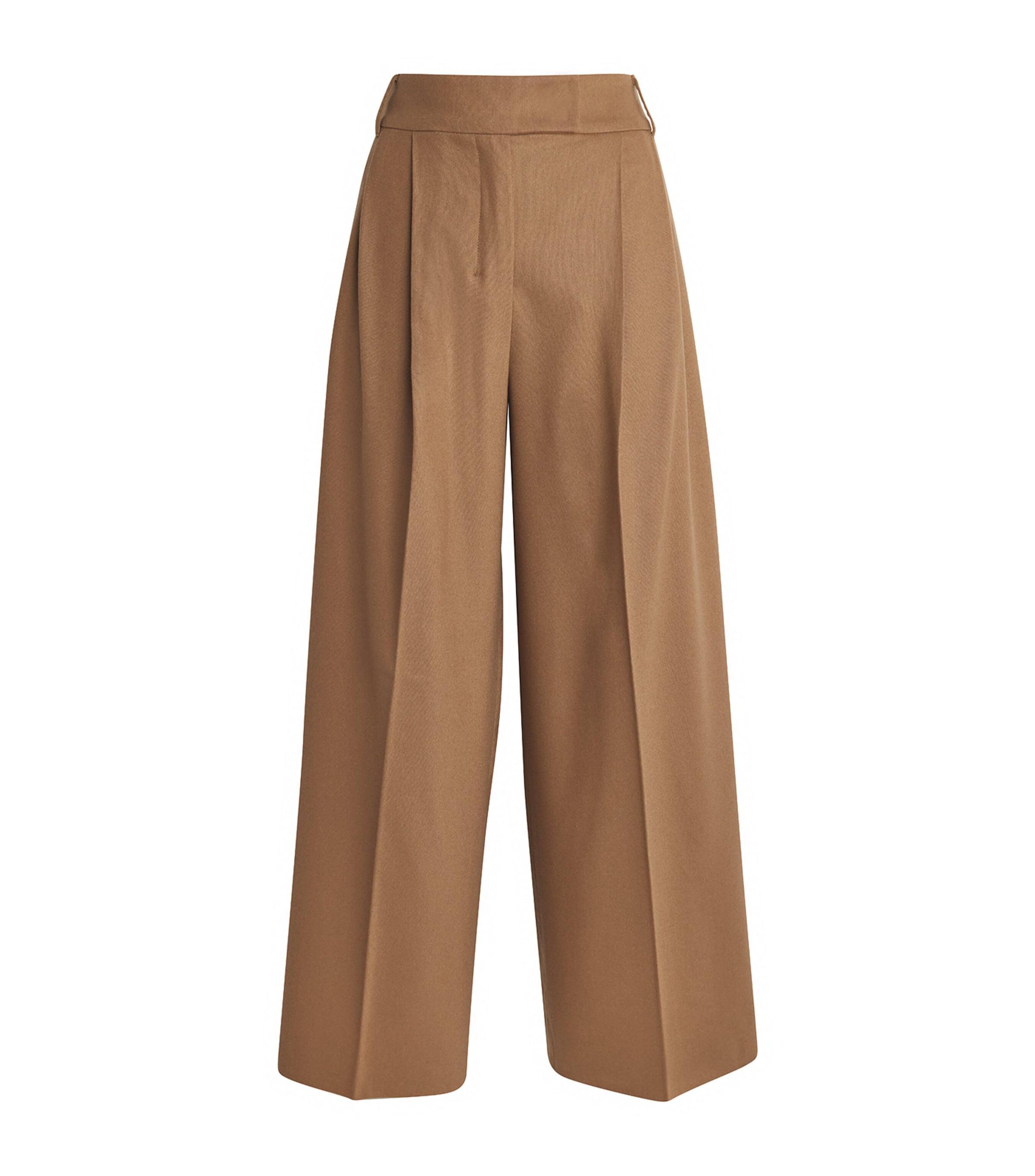 MAX MARA Stretch-wool Wide-leg Trousers In Light Brown Product Image