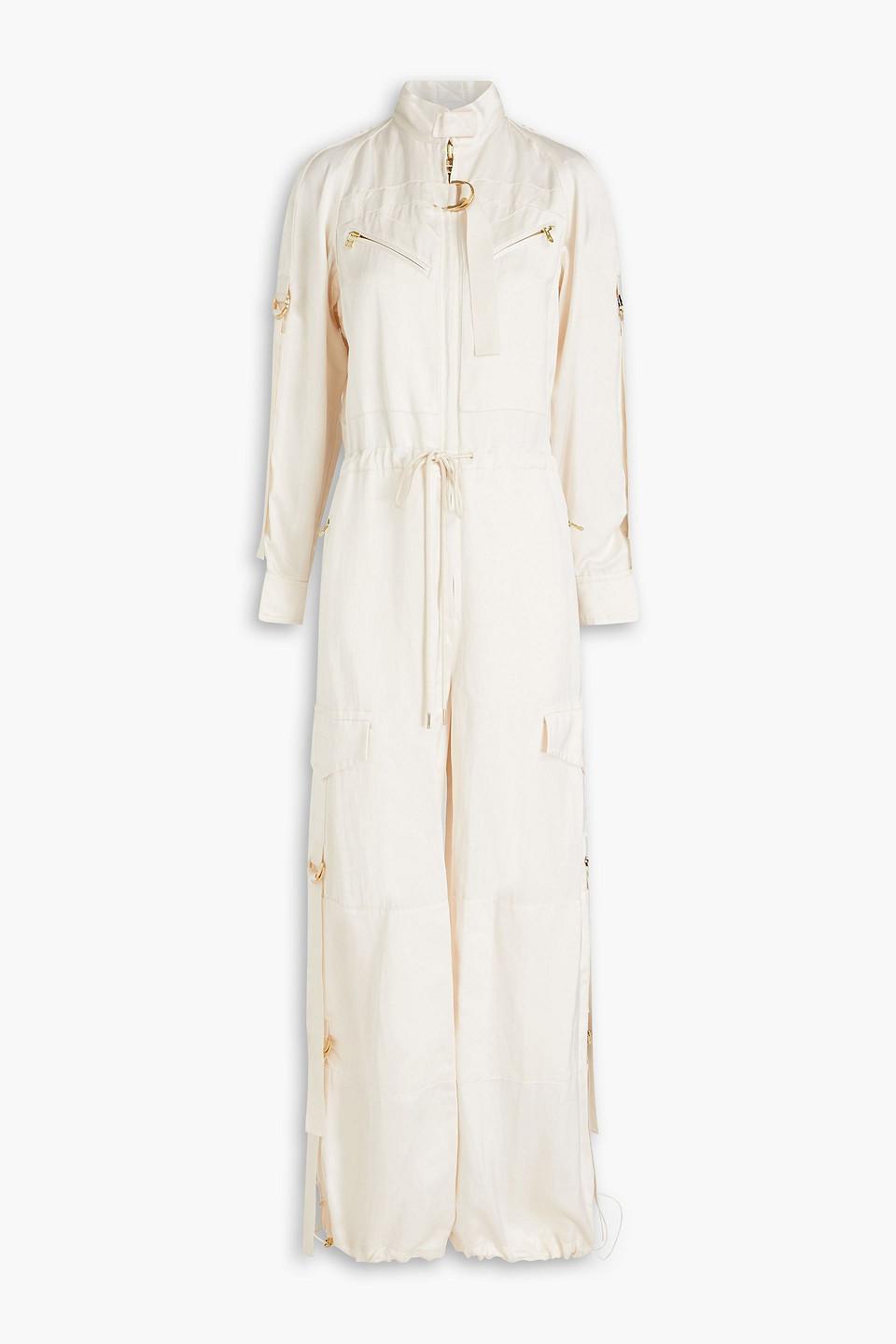 Rhythmic Relaxed Buckle-detailed Satin Jumpsuit In Cream Product Image