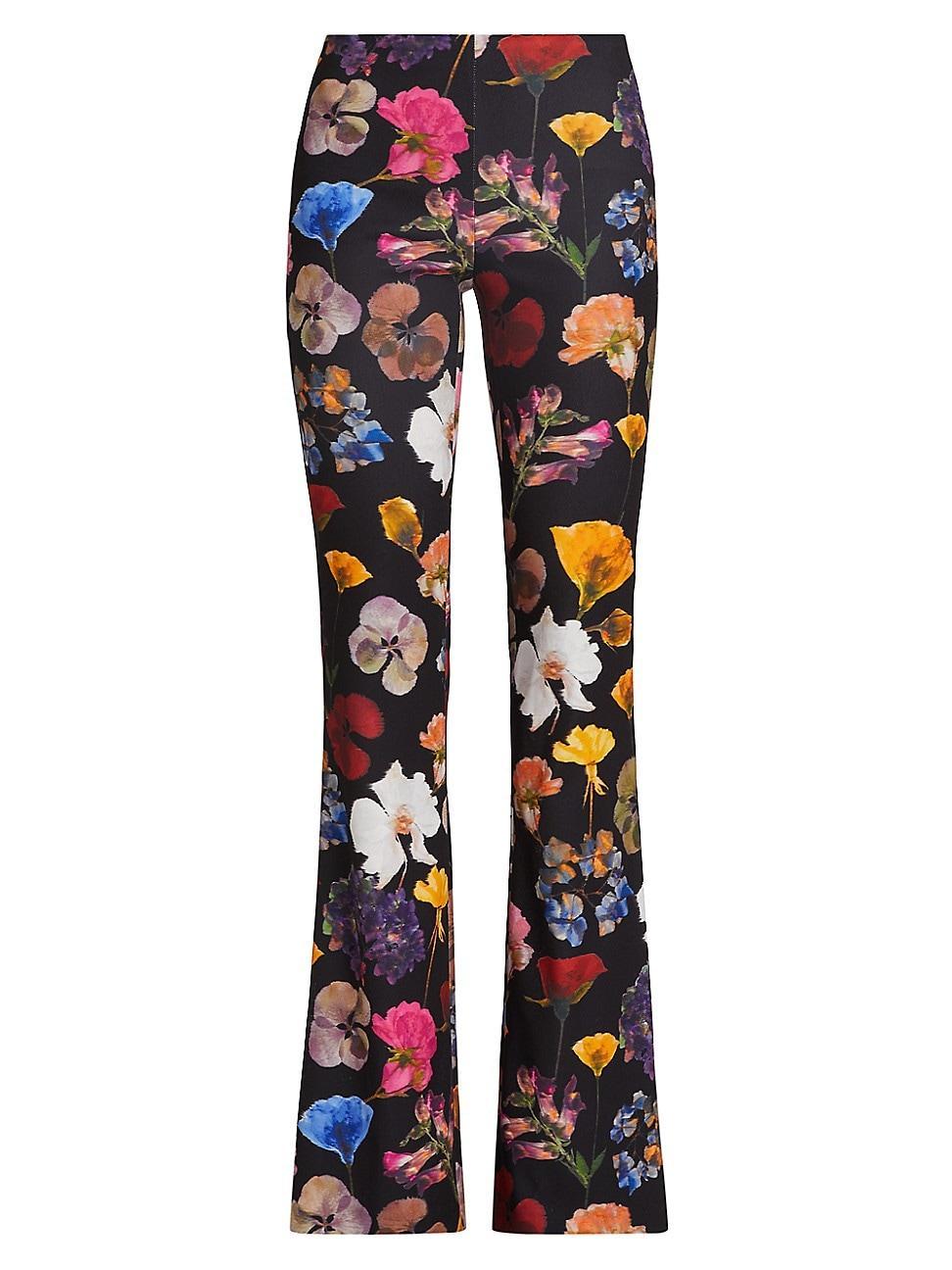 Womens Floral Boot-Cut Pants Product Image