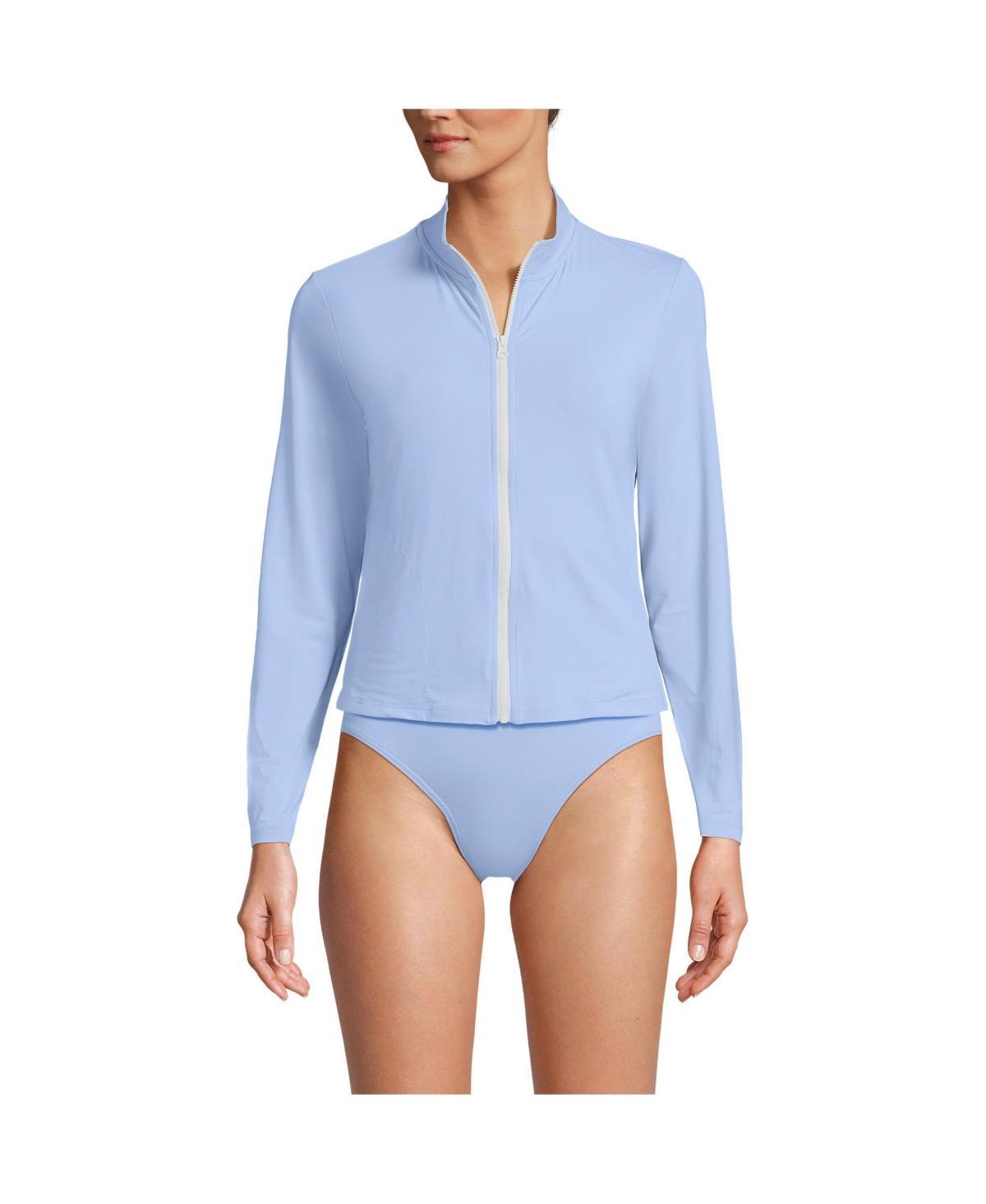 Lands End Womens Cooling Zip Front Long Sleeve Mock Neck Upf 50 Sun Protection Rash Guard Product Image