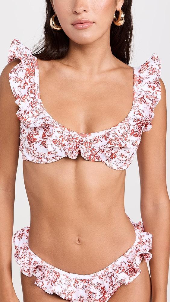 CAROLINE CONSTAS Anastasia Ruffle Scoop Neck Bikini Top | Shopbop Product Image