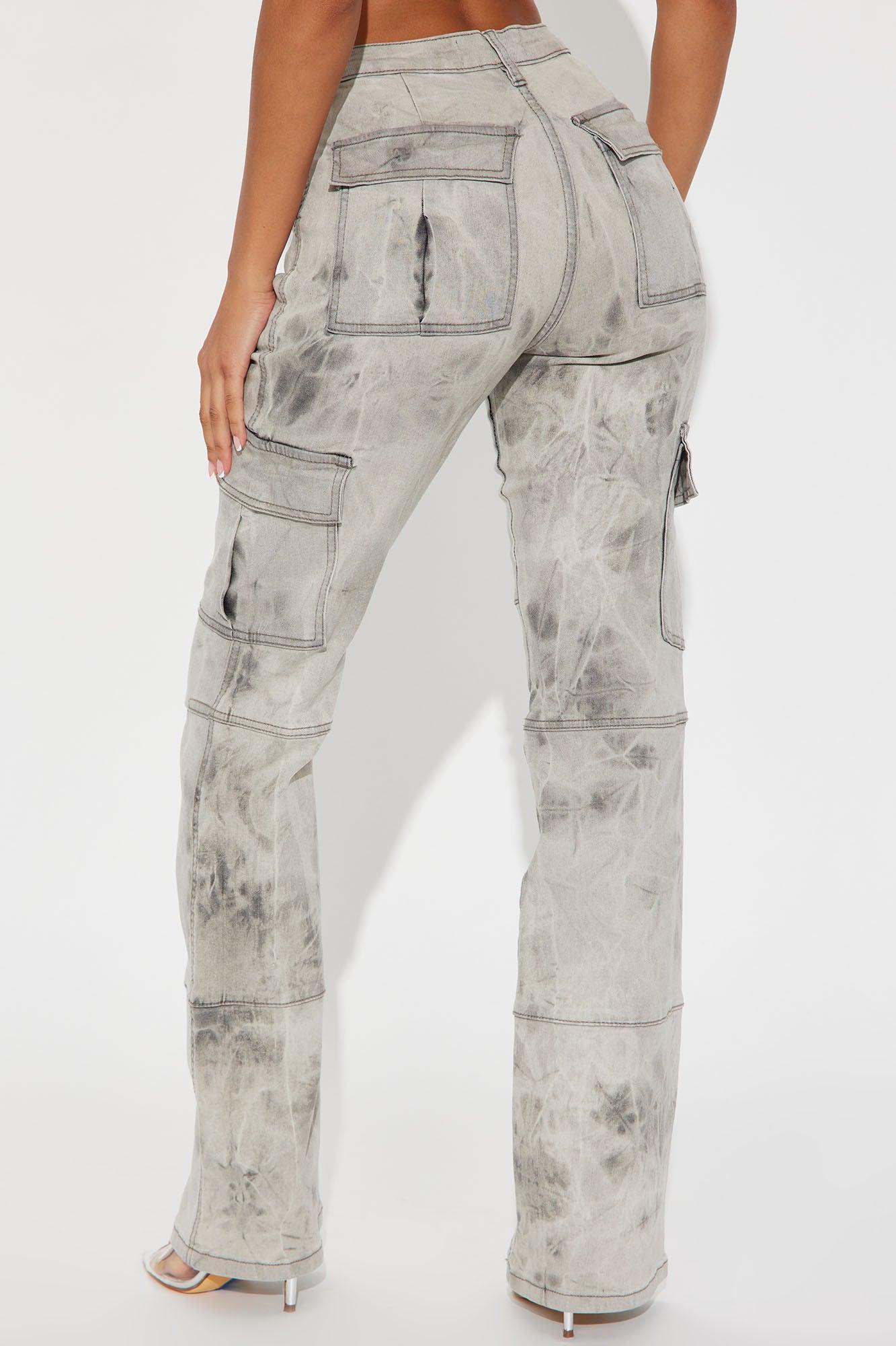 No Alternative Stretch Cargo Bootcut Jeans - Grey Product Image