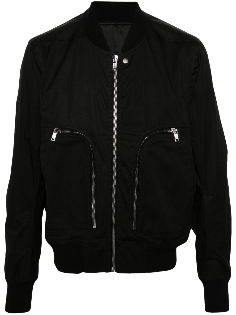 Zipped Cotton Serge-twill Bomber Jacket In Black Product Image