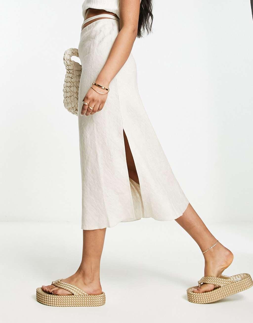 & Other Stories linen tie waist midi skirt Product Image