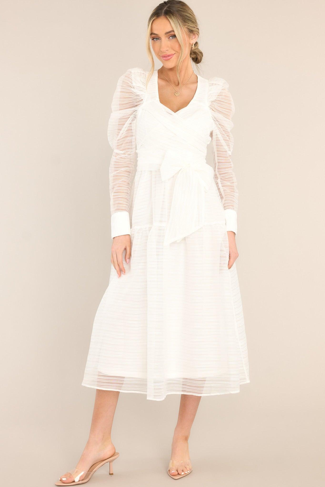 Looking Great White Midi Dress Product Image