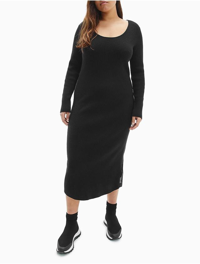 Calvin Klein Womens Plus Size Ribbed Knit Blend Scoopneck Maxi Dress - Black - 5XL Product Image