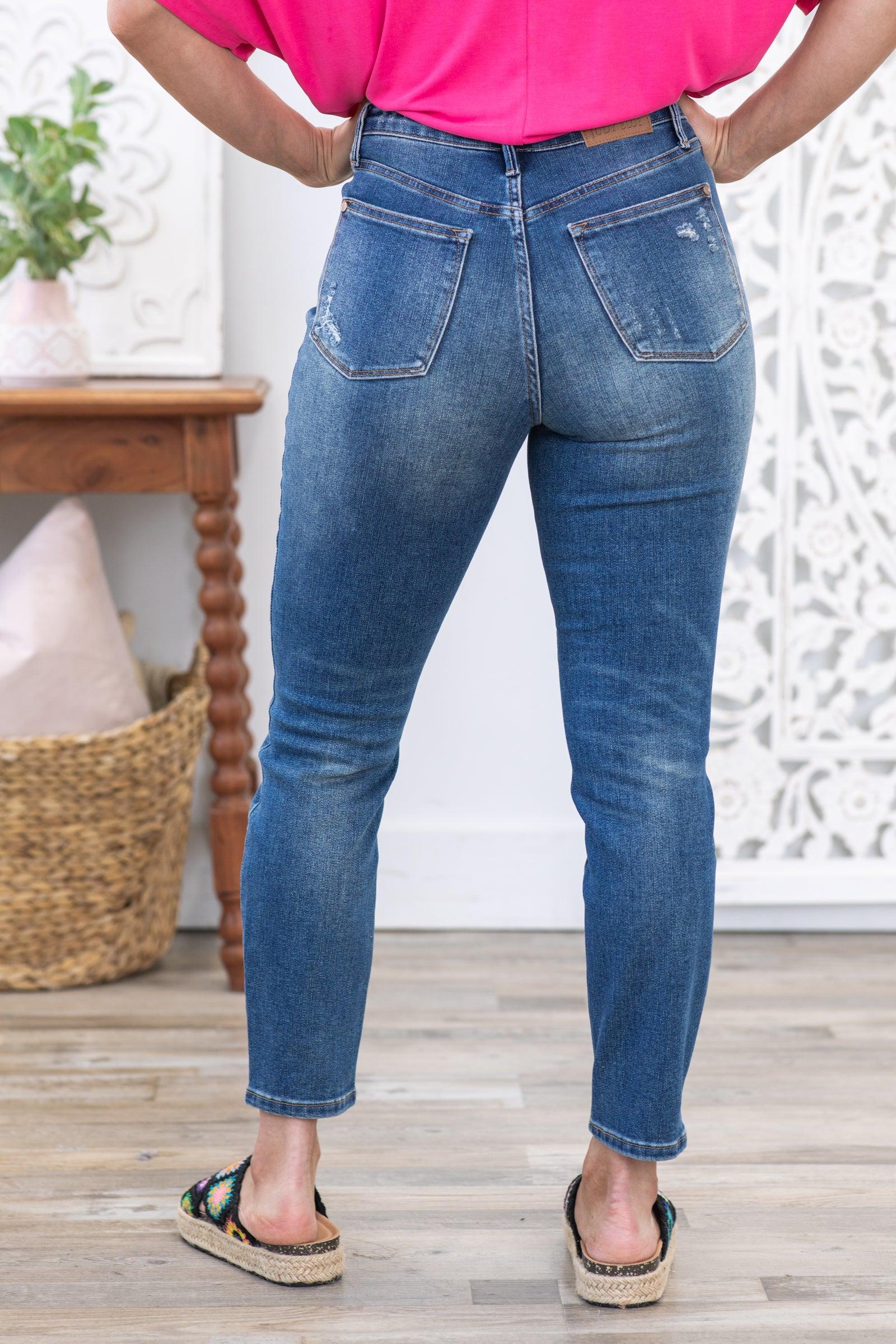 Judy Blue Tummy Control Dark Wash Slim Jeans Product Image