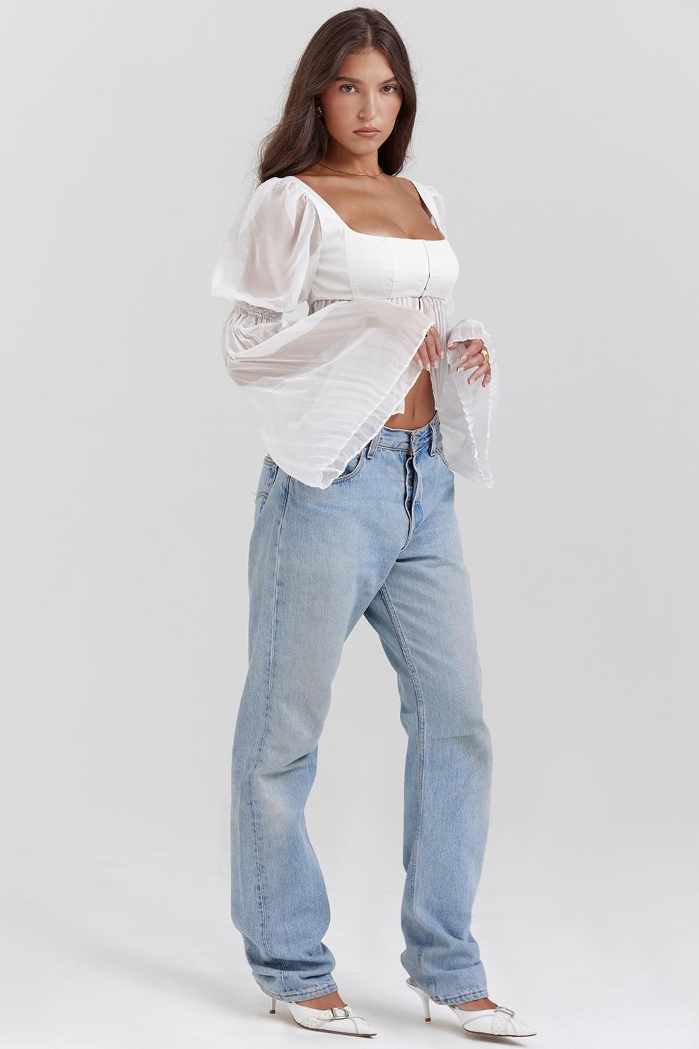 Lucie White Pleated Top Product Image