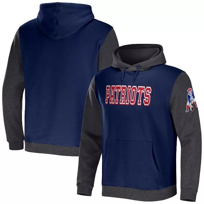 Mens NFL x Darius Rucker Collection by Fanatics /Charcoal New England Patriots Colorblock Pullover Hoodie Blue Product Image