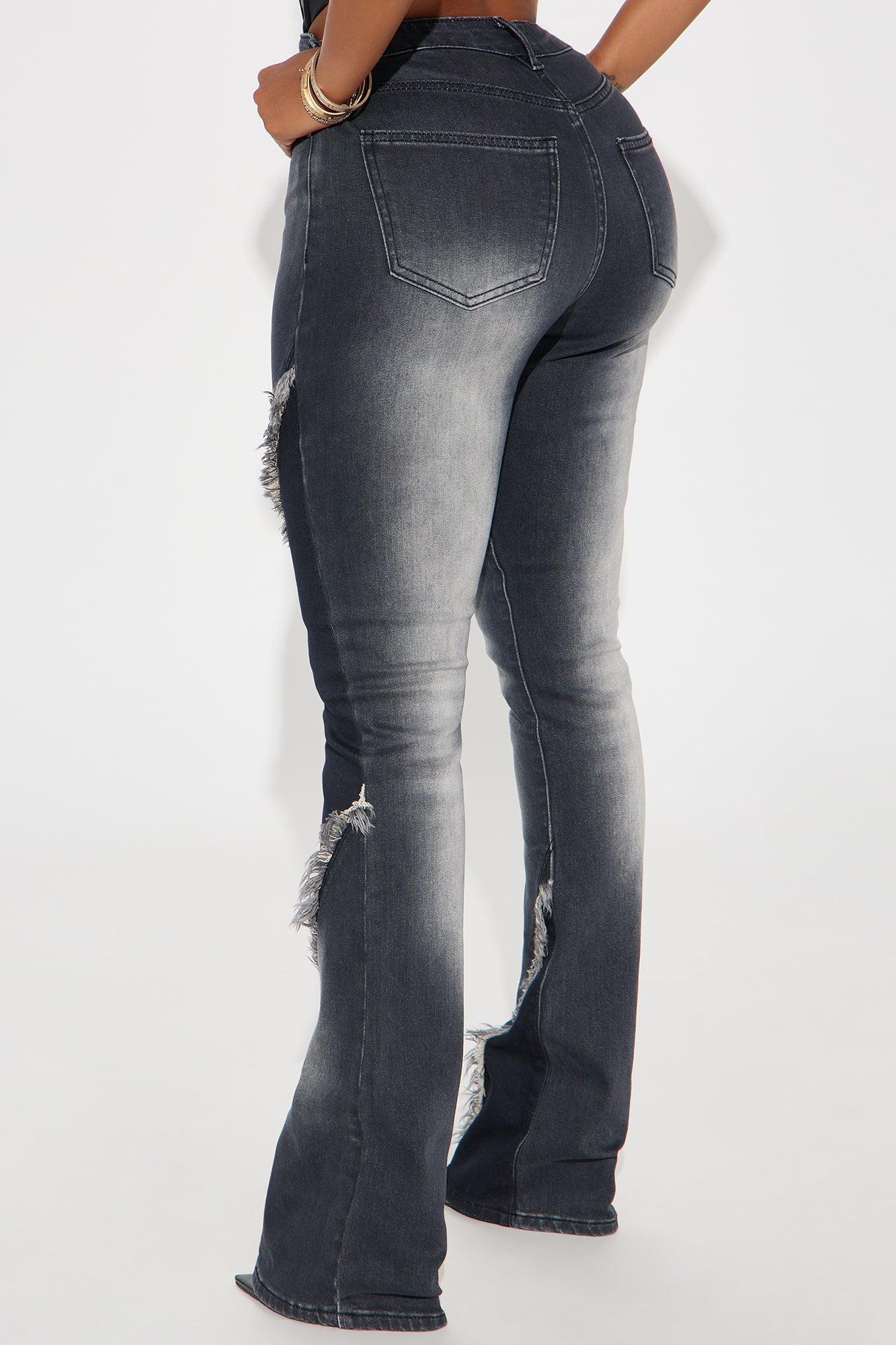 Think About It All The Time Two Tone Stretch Bootcut Jeans - Black Wash Product Image