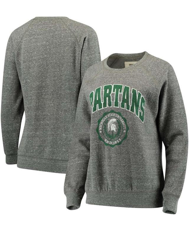 Womens Pressbox Heathered Gray Michigan State Spartans Edith Vintage Knobi Pullover Sweatshirt Product Image