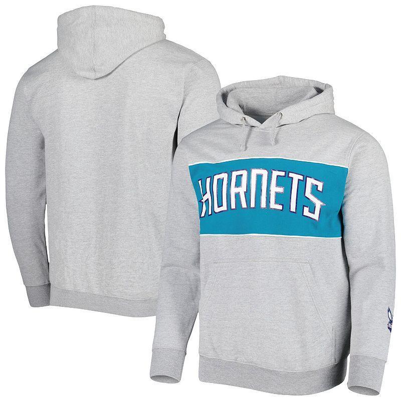 Mens Fanatics Branded Heather Gray Charlotte Hornets Wordmark French Terry Pullover Hoodie Product Image