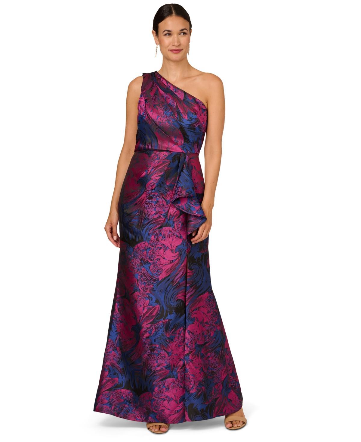 Adrianna Papell One-Shoulder Jacquard Gown Product Image