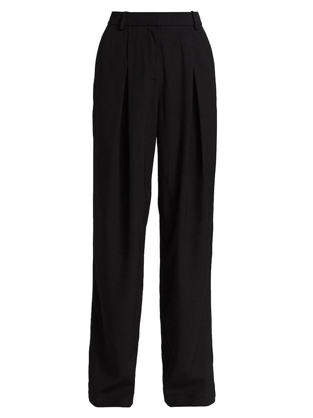 Pleated Wide-Leg Wool Crepe Trousers Product Image