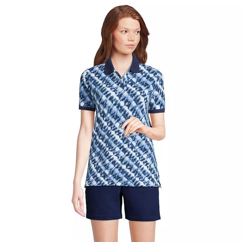 Petite Lands End Mesh Polo Shirt, Womens Blue Product Image