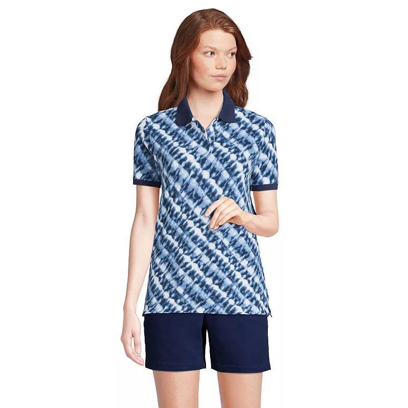 Petite Lands End Mesh Polo Shirt, Womens Blue Product Image