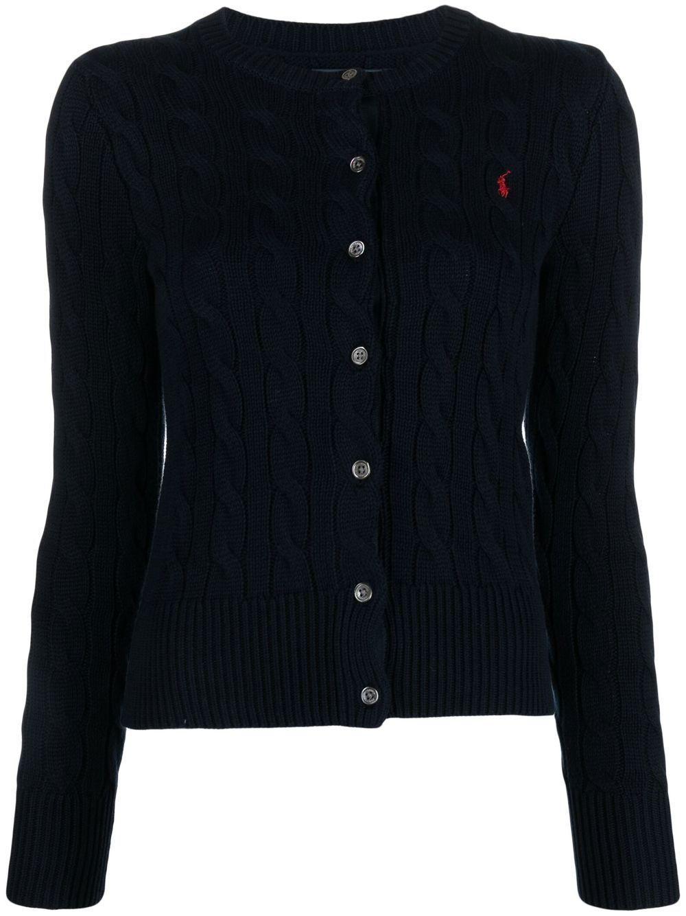 POLO RALPH LAUREN Cable-knit Long-sleeved Cardigan In Hunter Navy Product Image