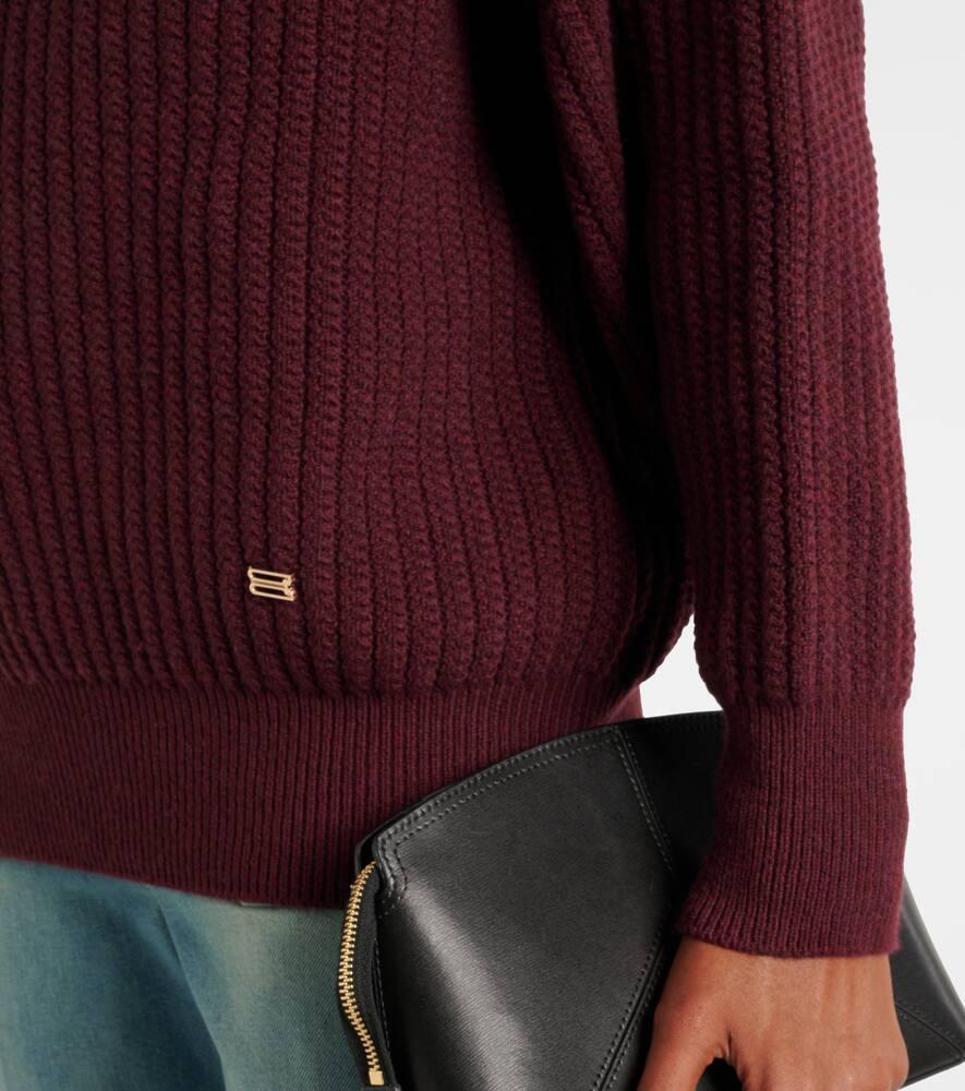 Shawl Neck Sweater In Burgundy Product Image