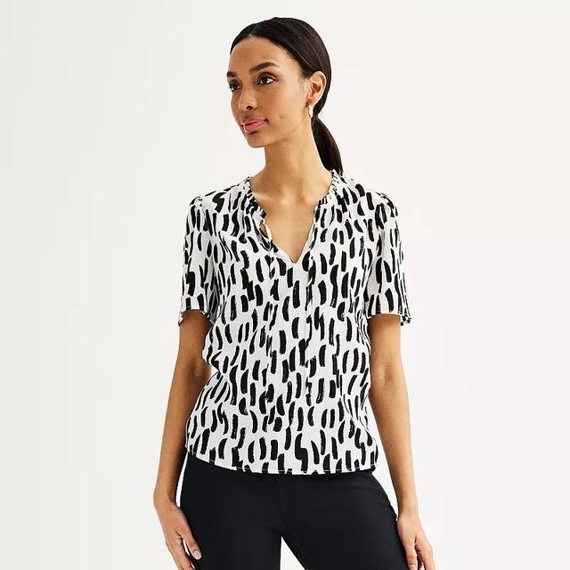 Womens Nine West Tie Front Ruffle Neck Top Product Image