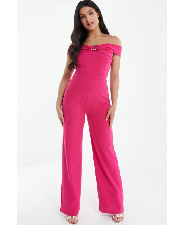 Women's Scuba Crepe Bardot Palazzo Jumpsuit Product Image