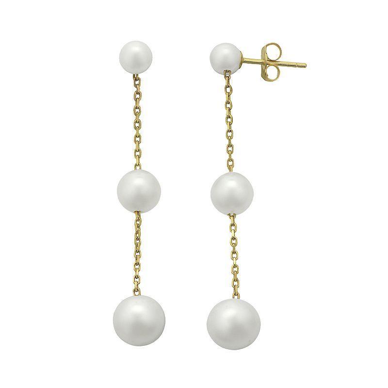 PearLustre by Imperial Freshwater Cultured Pearl 10k Gold Linear Drop Earrings, Womens, White Product Image