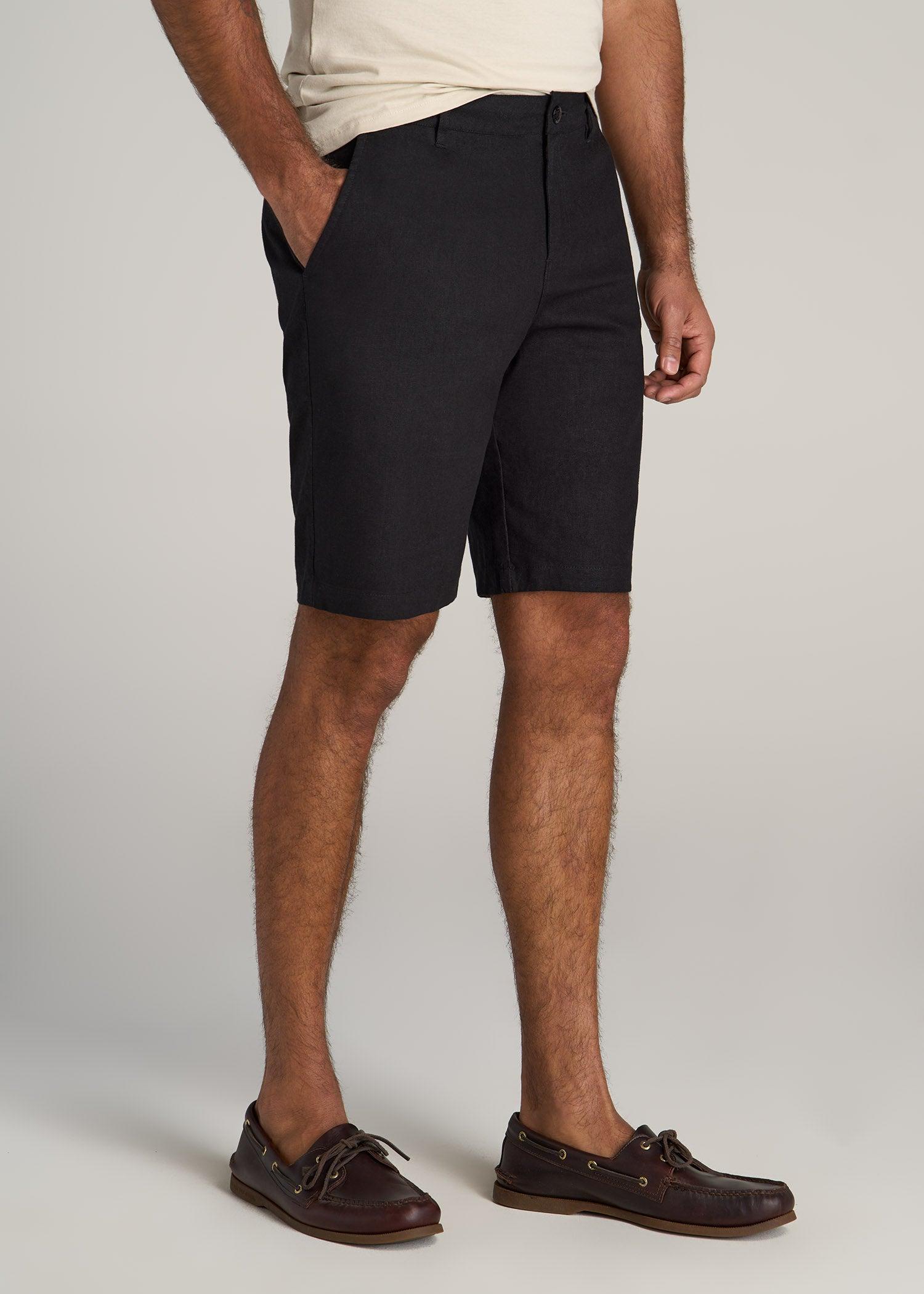 Linen Shorts For Tall Men in Black Male Product Image