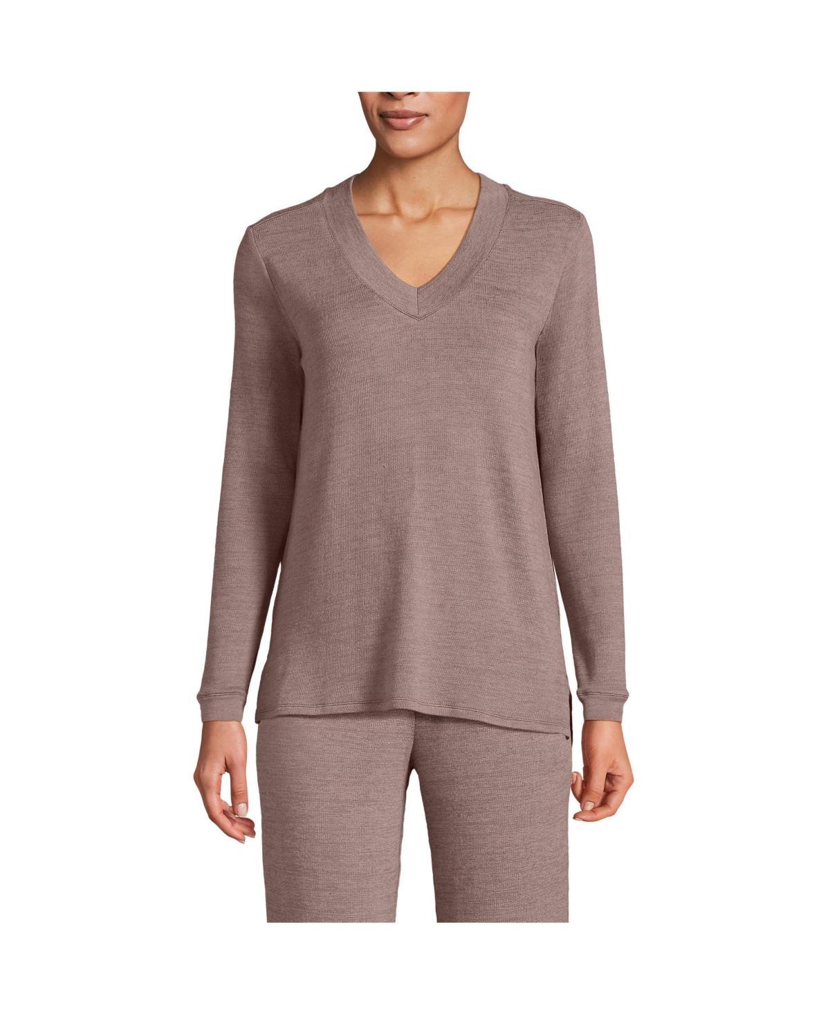 Lands End Womens Faux Cashmere Long Sleeve Cozy Pajama Top Product Image