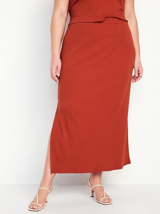 High-Waisted Rib-Knit Maxi Skirt Product Image