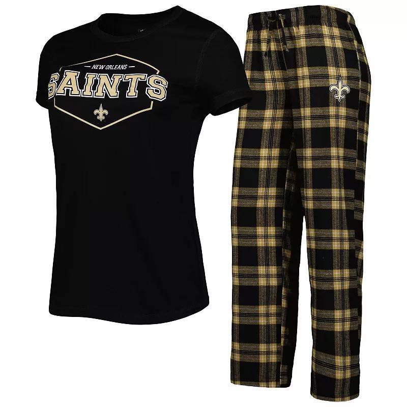 Womens Concepts Sport /Gold New Orleans Saints Badge T-Shirt & Pants Sleep Set Product Image