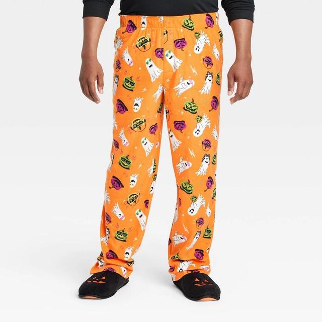 Mens Ghost Print Halloween Matching Family Pajama Pants - Hyde & EEK! Boutique Orange XXL Product Image