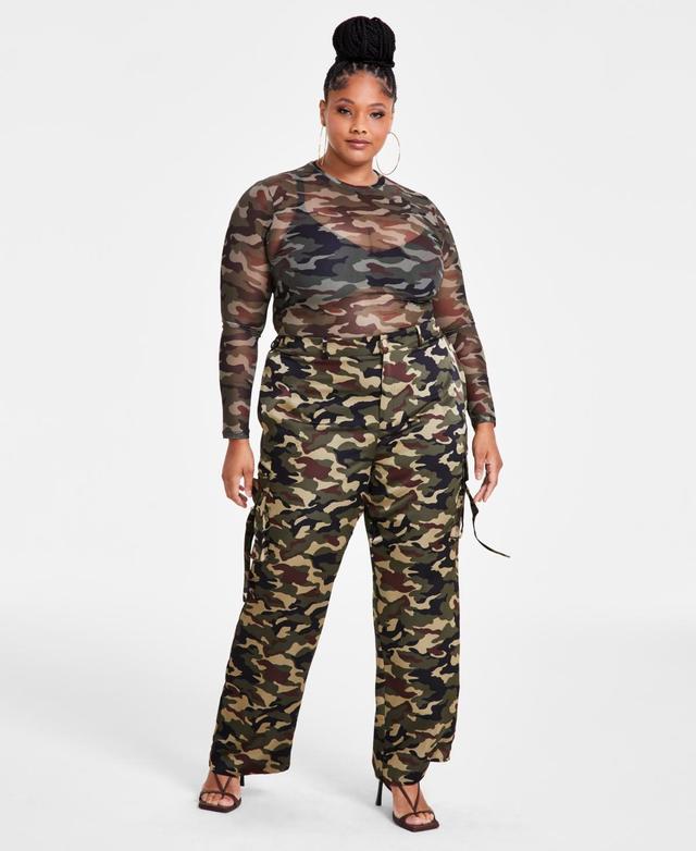 Nina Parker Trendy Plus Size Straight-Leg Cargo Pants Product Image